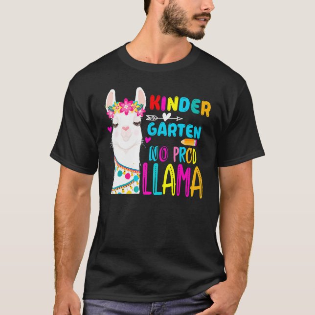 Camiseta Team Kindergarten Teacher Rainbow No Prob Llama 10 (Frente)