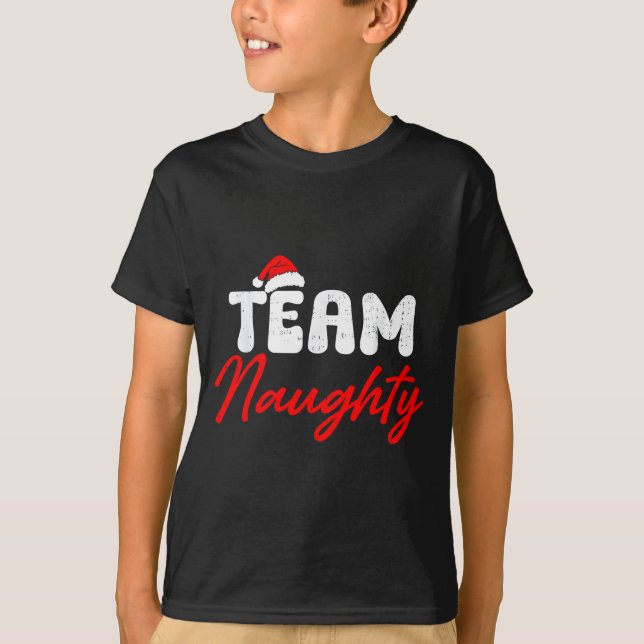 Camiseta Team Naughty Funny Christmas Couple Matching Team  (Frente)