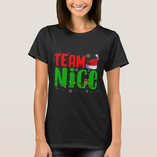 Camiseta Team Naughty Nice Santa Hat Funny Christmas Matchi (Frente)