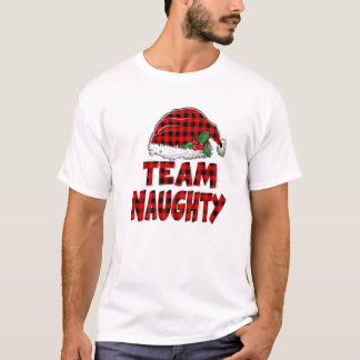 Camiseta Team Naughty Santa Red Plaid Claus Christmas Pajam
