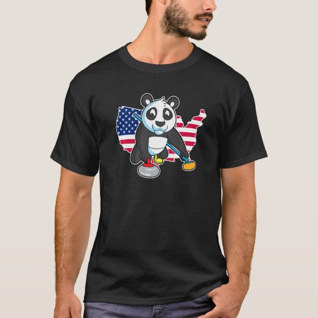 Camiseta Team Panda Bear Curling American Kids Girl Girl Gi (Frente)
