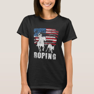 Camiseta Team Roping - Cabeçalho do Sinalizador Americano R