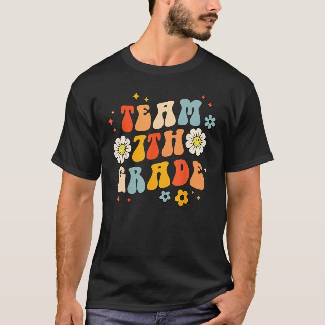 Camiseta Team Seventh Grade Groovy Wavy , 7th Grade Back To (Frente)
