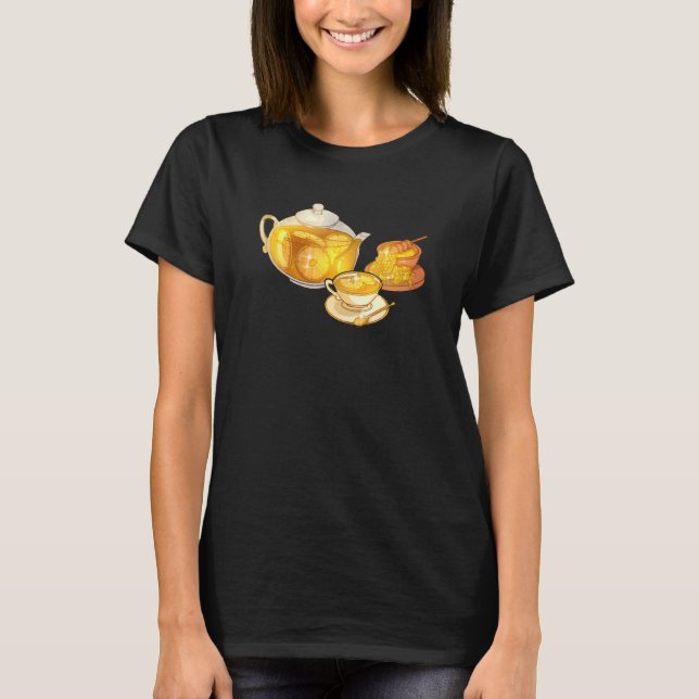 Camiseta Teapot Teacup Lemon Honey Tea Time (Frente)