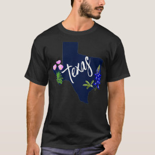 Camiseta Teas Wildflower Chalkboard Home State Bluebonnet G