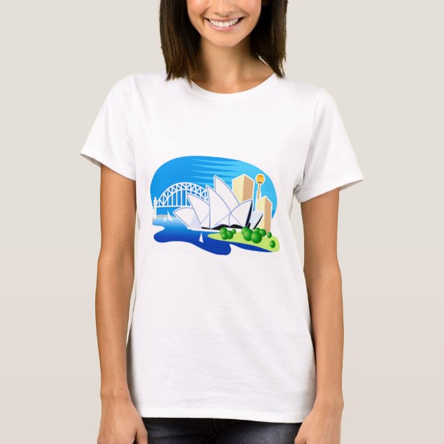 Camiseta Teatro da ópera e ponte de Sydney (Frente)