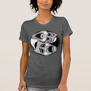 Camiseta Teatro de Comédia e Tragédia Máscara Yin Yang Desi