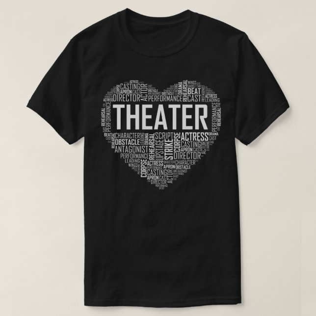 Camiseta Teatro Life Heart Love Drama Ator Atriz Presente T (Frente do Design)