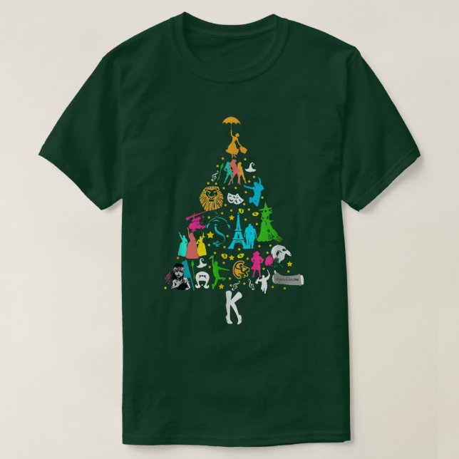 Camiseta Teatro Musical da Broadway Árvore de Natal Engraça (Frente do Design)