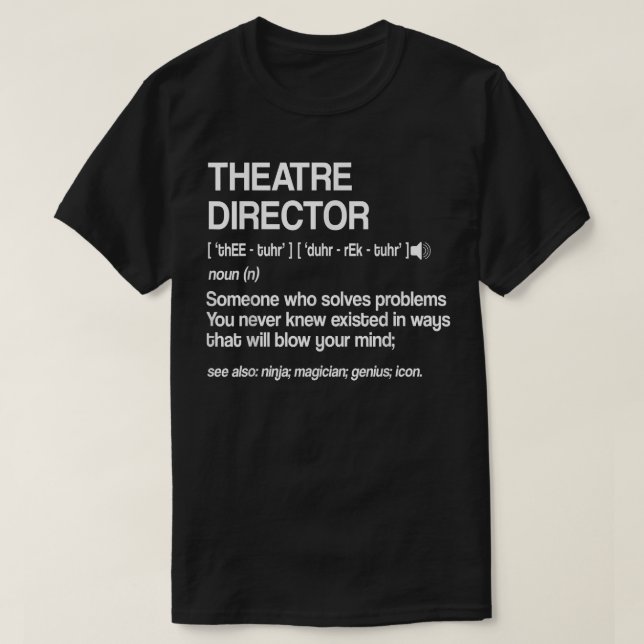 Camiseta Teatro Musical de Banda Larga Definição de Diretor (Frente do Design)