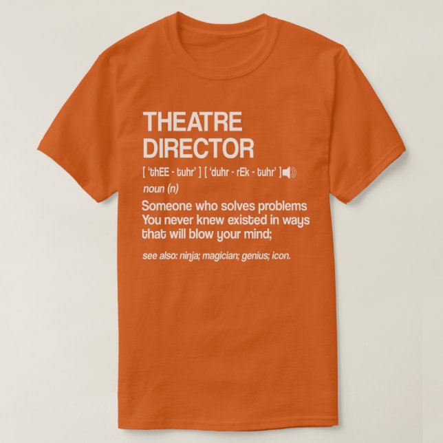 Camiseta Teatro Musical de Banda Larga Definição de Diretor (Frente do Design)