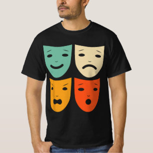Camiseta Teatro Vintage Máscaras Atriz Teatro Ator de Drama