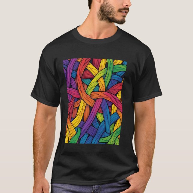 Camiseta Tecer Orgulho Arco-Íris Vibrante (Frente)