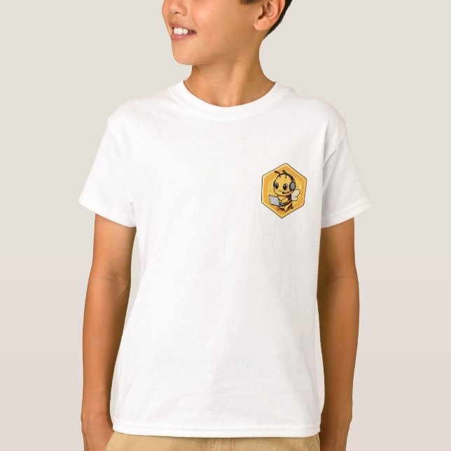 Camiseta Tech Bee Codificação com Fones de Ouvido Crianças (Frente)