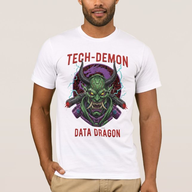 Camiseta Tech-Demon Data Dragon | Cyberpunk Oni Ma (Frente)