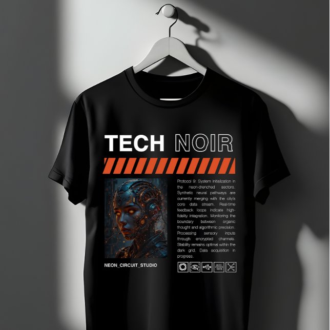 Camiseta Tech Noir Cyberpunk Andróide (Criador carregado)