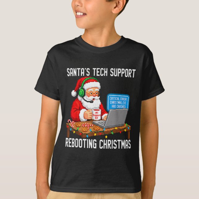Camiseta Tech Santa's Support Rebooting Magic (Frente)