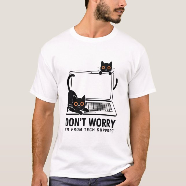 Camiseta Tech Support Cat – Funny IT / Geek Humor (Frente)