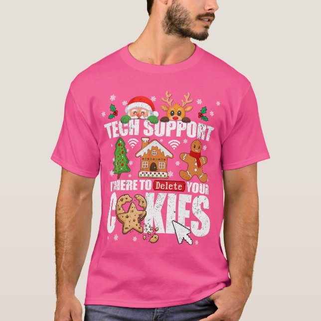 Camiseta Tech Support Delete Your Cookies Men Ugly Christma (Frente)