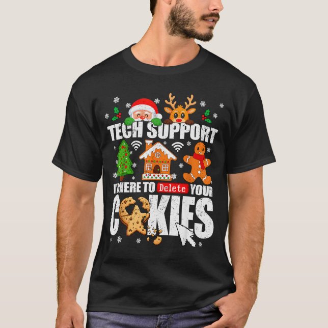 Camiseta Tech Support Delete Your Cookies Men Ugly Christma (Frente)