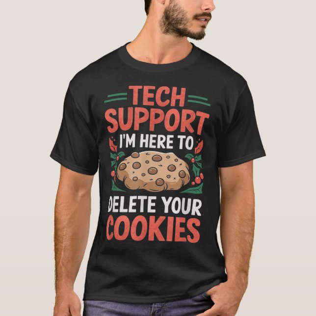 Camiseta Tech Suprt Christmas Helpdesk Computer Geek Cookie (Frente)