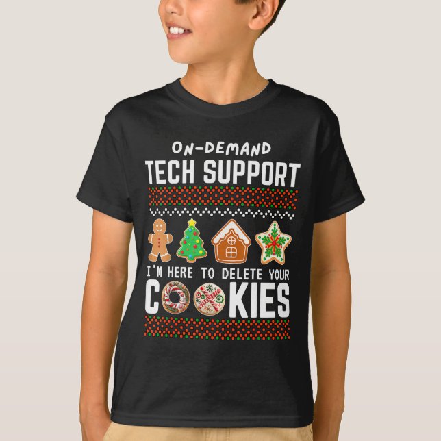 Camiseta Tech Suprt Delete Cookies Funny Design Christmas P (Frente)