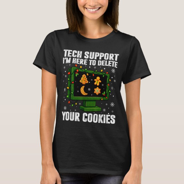 Camiseta Tech Suprt Delete Your Cookies Men Ugly Christmas  (Frente)