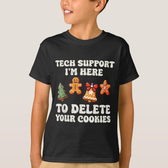 Camiseta Tech Suprt Here To Delete Cookies Gingerbread Teac (Frente)