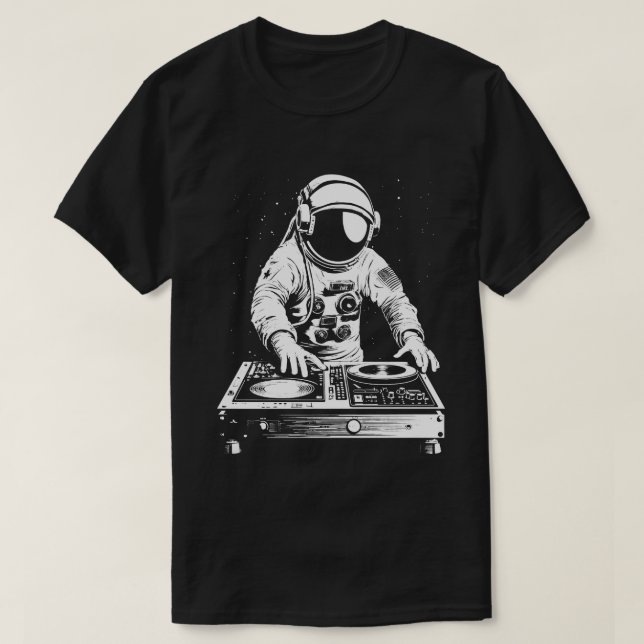 Camiseta Techno Astronaut DJ Disco Electronic EDM Music (Frente do Design)