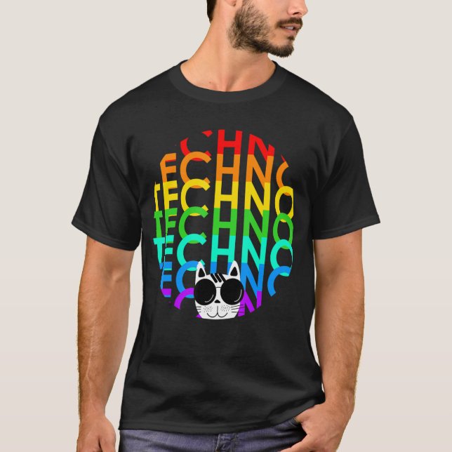 Camiseta Techno Cat Dub Step Eletro Music Synthesizer (Frente)