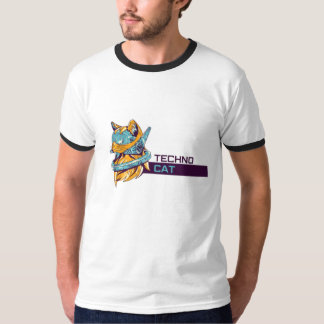 Camiseta "Techno Cat - T-Shirt Funky Futurística"