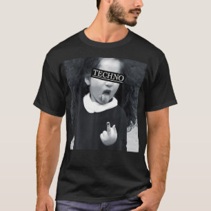 Camiseta Techno Child Com Língua De Segurança Do Dedo Médio