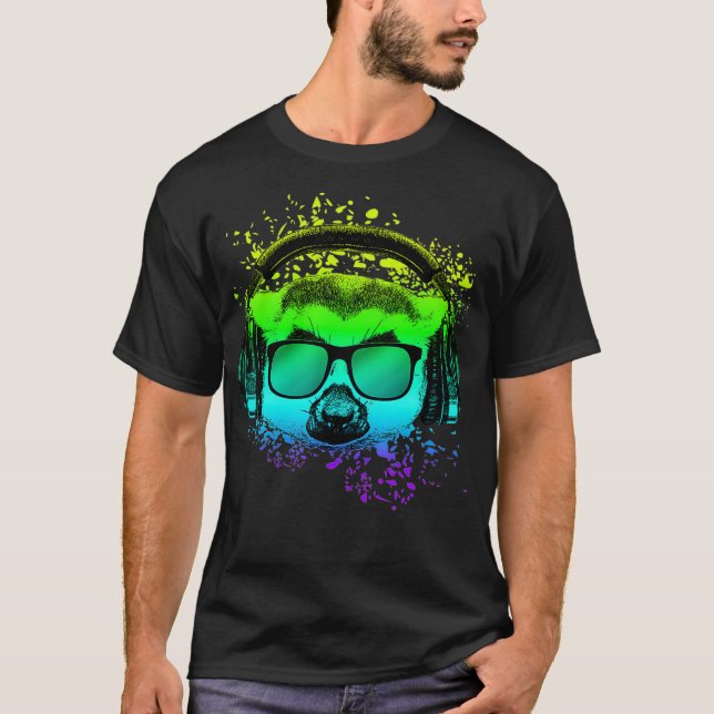 Camiseta Techno Music DJ Gift Ravers EDM Monkey Lemur (Frente)