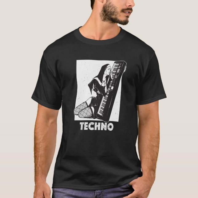 Camiseta Techno Nun House DJ Breakcore Cybergrind Premium (Frente)