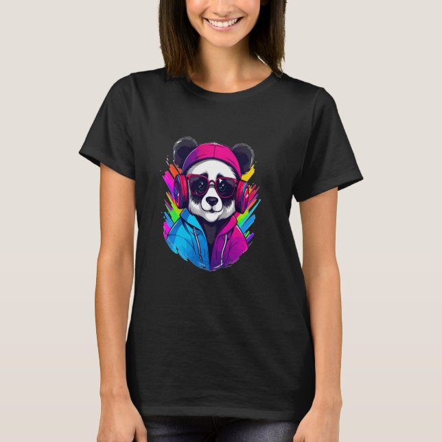 Camiseta Techno Rave Panda House Music Raver (Frente)