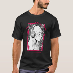 Camiseta Techno Vaporwave Nun Christian God Headphone