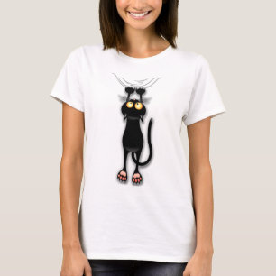 Camiseta Tecido de Arranque de Caracteres Engraçado de Cat