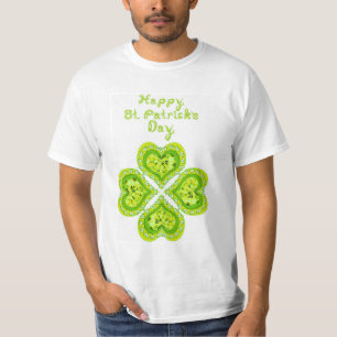 Camiseta Tecido de Dia de São Patrício Feliz 4 Diamantes do