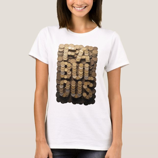 Camiseta Tecido Dourado Crespado Design Gráfico (Frente)