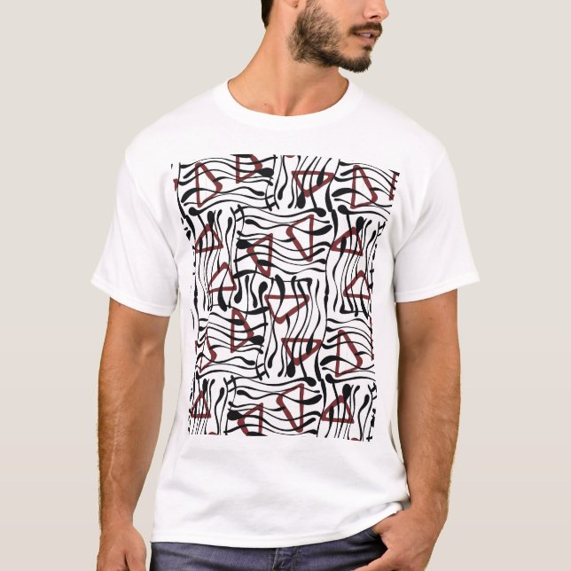 Camiseta Tecido Geométrico: Design de Padrão Artístico. (Frente)