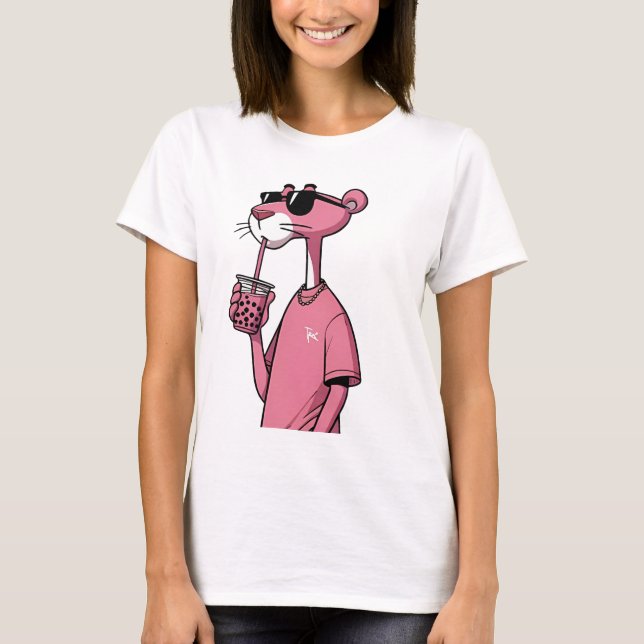 Camiseta Tecido ligeiramente esticado, design de tigre rosa (Frente)