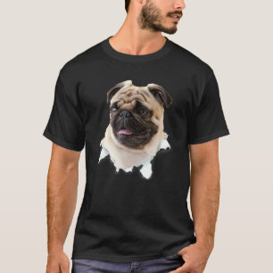 Camiseta Tecido Rasgado de Pug Para Mãe de Cachorro