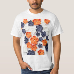 Camiseta tecidos de costura de primavera manual flores lara