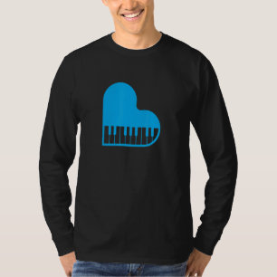 Camiseta Teclado de Coração de Piano Amor Tecladista Piani