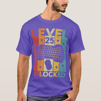 Camiseta Teclado de jogo desbloqueado nível 25 Aniversário
