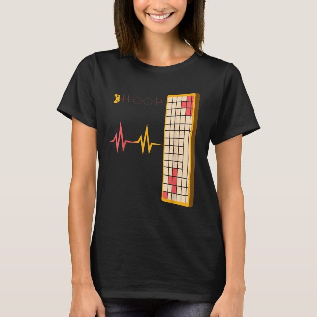 CAMISETA TECLADO DE JOGOS DE LARANJA E DE PINCO (Frente)
