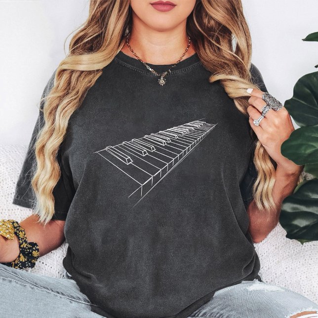 Camiseta Teclado de Piano Arte Linear (Criador carregado)