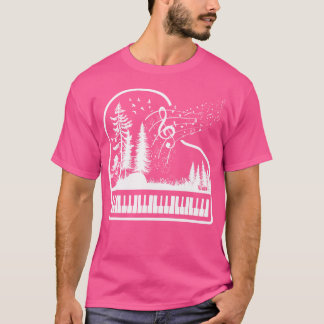 Camiseta Teclado de Piano da Natureza Clave de Sol Notas Mu