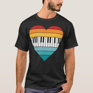 Camiseta Teclado de Piano Listras Retro Piano