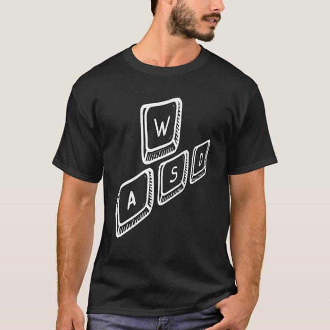 Camiseta Teclado para jogos de vídeo para PC WASD para comp (Frente)